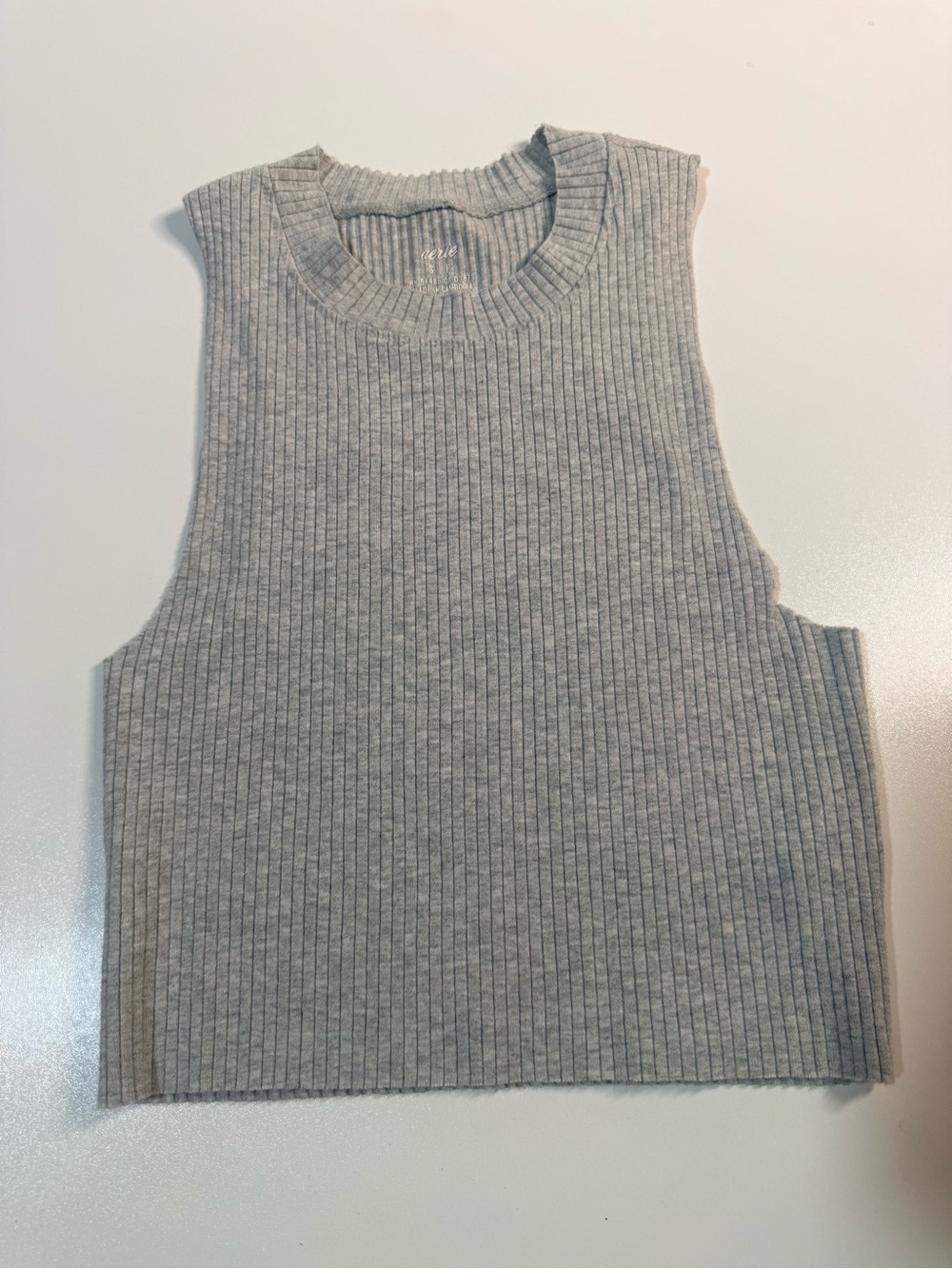 aerie Gray Ribbed Cropped grey Top